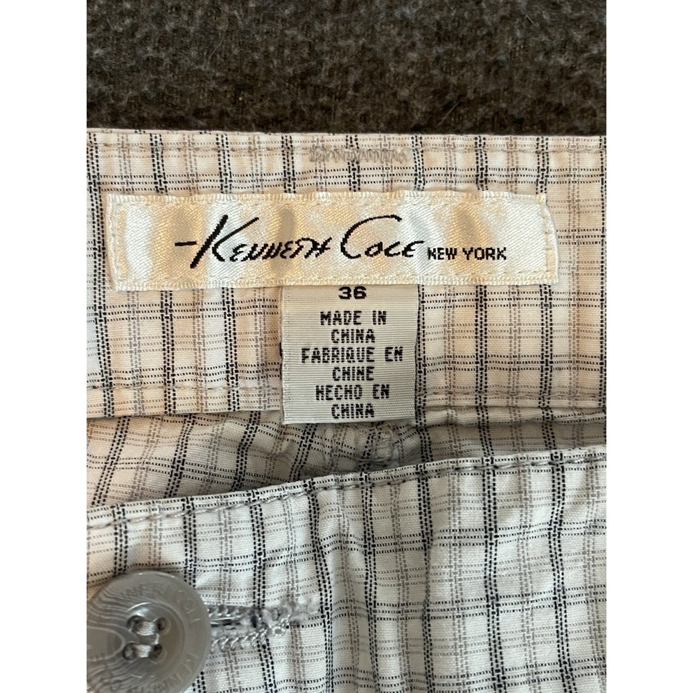 Kenneth Cole New York Mens Plaid Flat Front Cotton Outdoor Gray Chino Shorts 36 - Picture 2 of 6